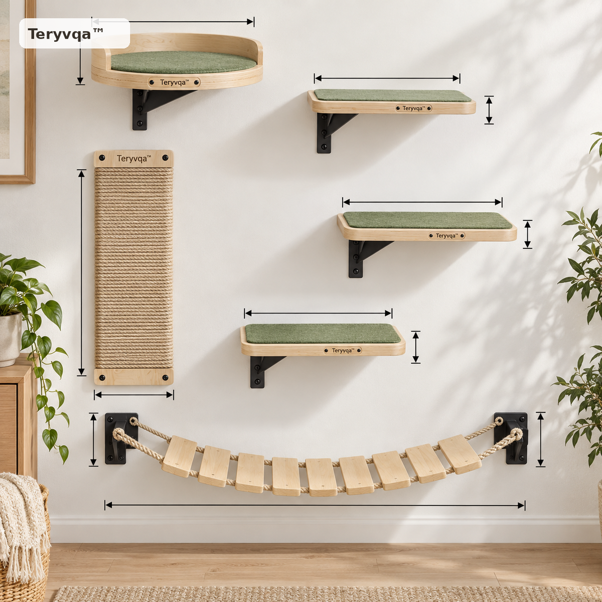 teryvq™ SkyTrail Wall-Mounted Cat Climbing System