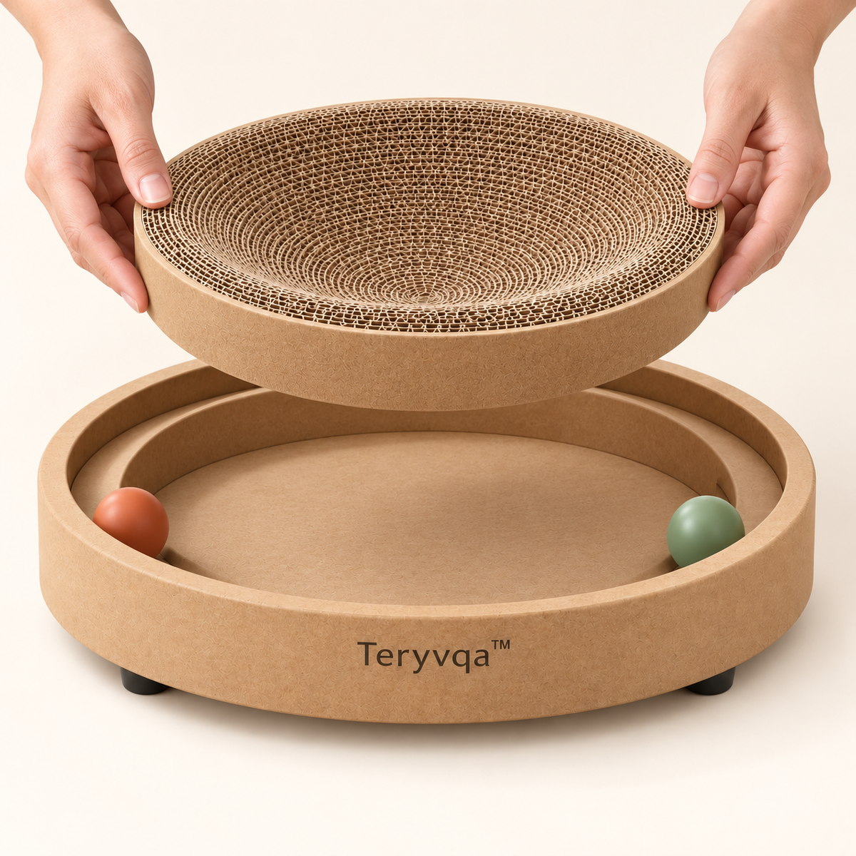teryvq™ OrbitNest Round Cat Scratcher & Ball Track