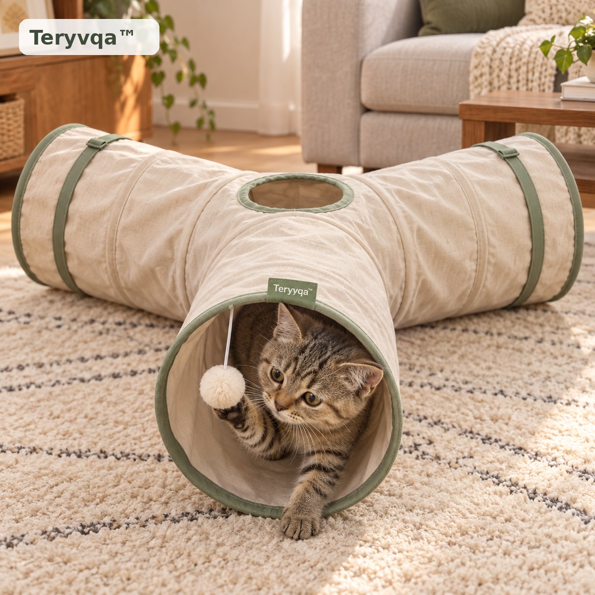 teryvq™ TrioHide 3-Way Foldable Cat Play Tunnel