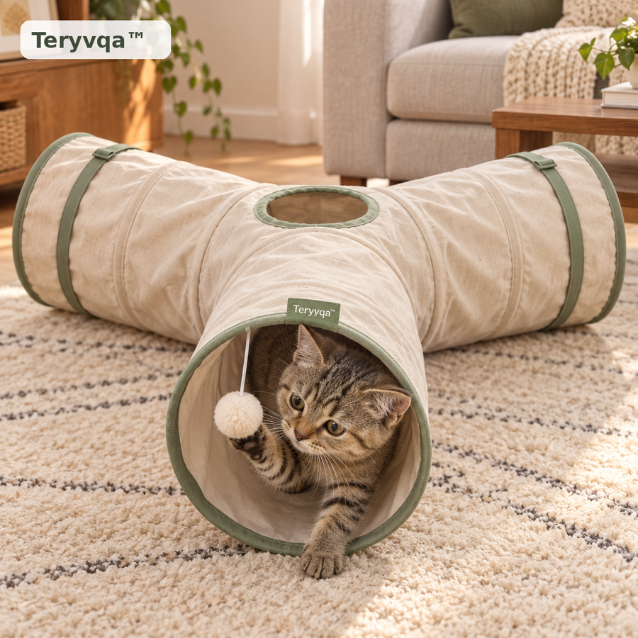 teryvq™ TrioHide 3-Way Foldable Cat Play Tunnel