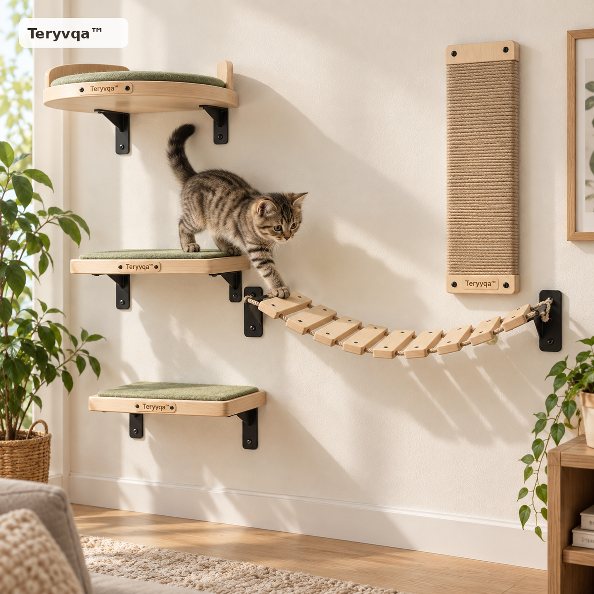 teryvq™ SkyTrail Wall-Mounted Cat Climbing System