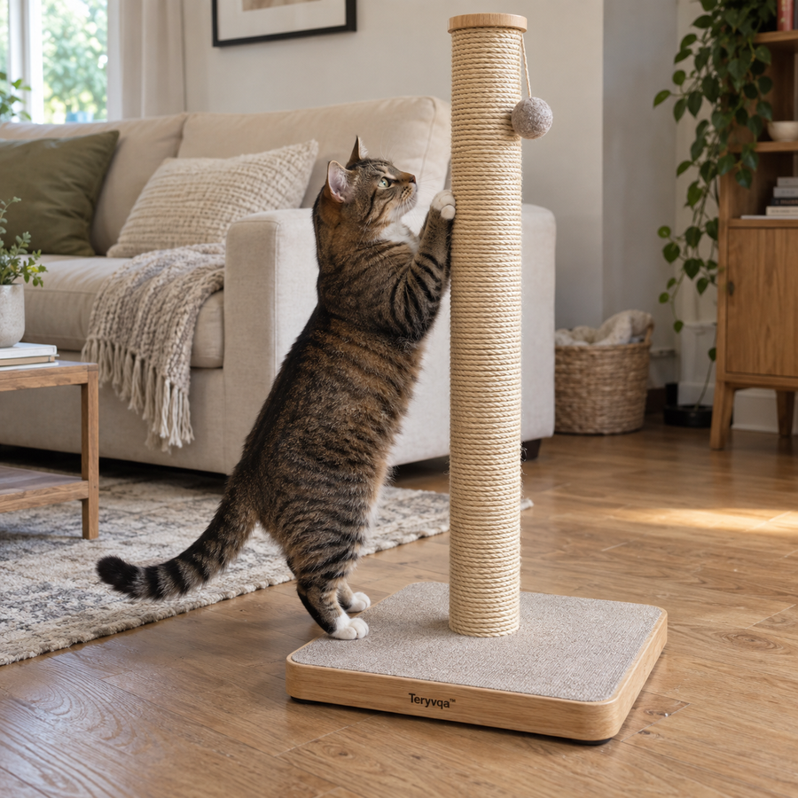 teryvq™ TallReach Sisal Cat Scratching Post & Hanging Ball