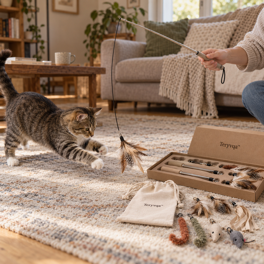 teryvq™ FeatherReach Telescopic Cat Wand Gift Set