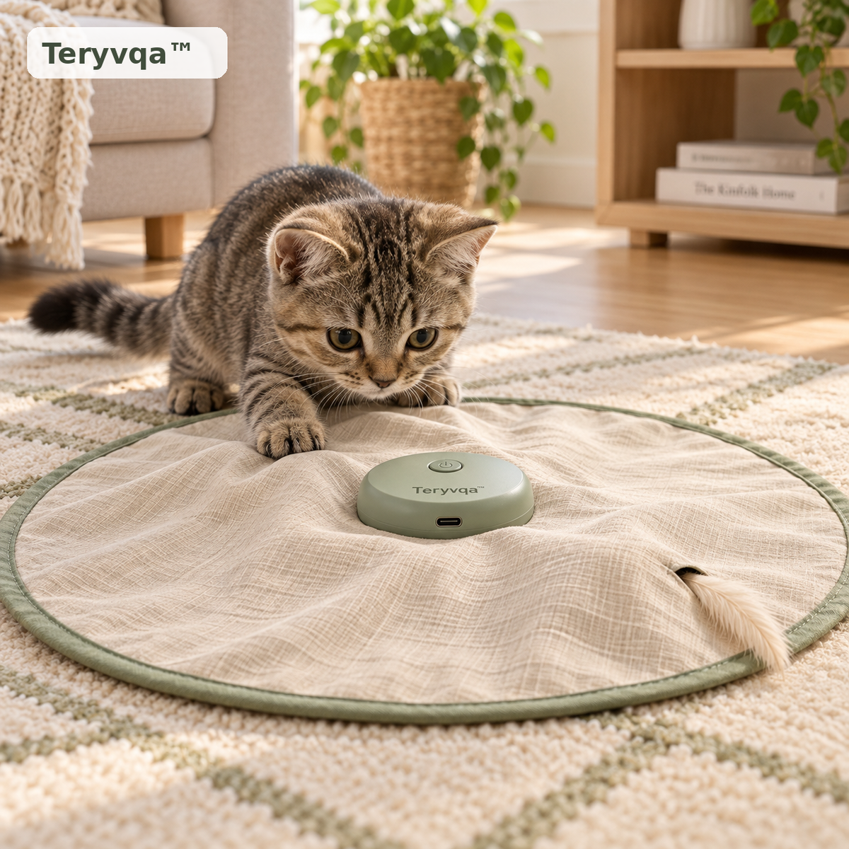 teryvq™ PeekPounce Electric Hide-and-Seek Cat Play Mat