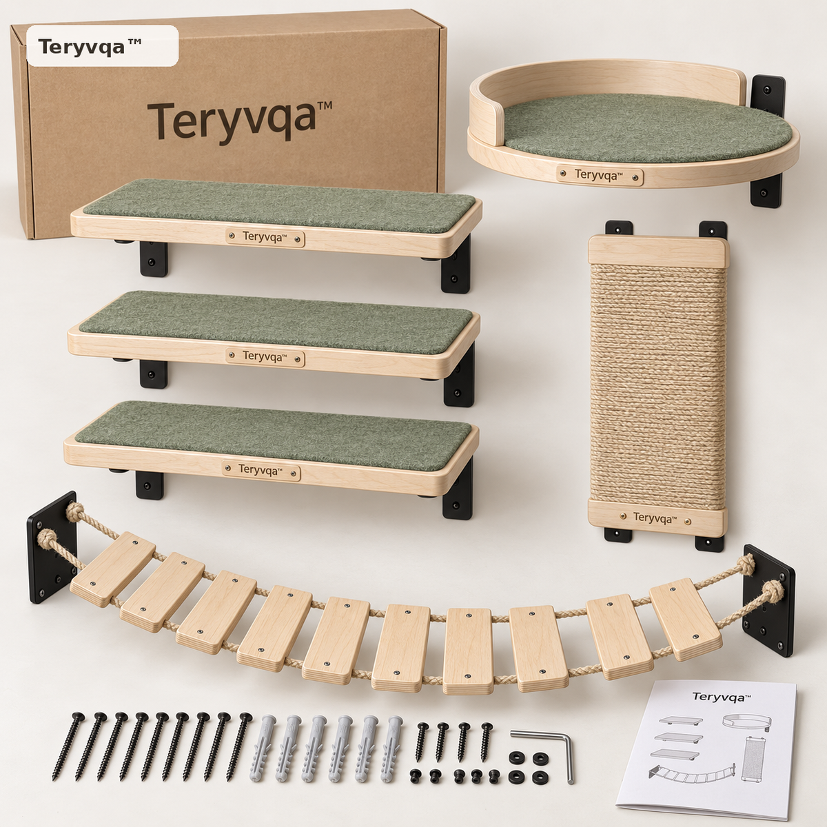 teryvq™ SkyTrail Wall-Mounted Cat Climbing System