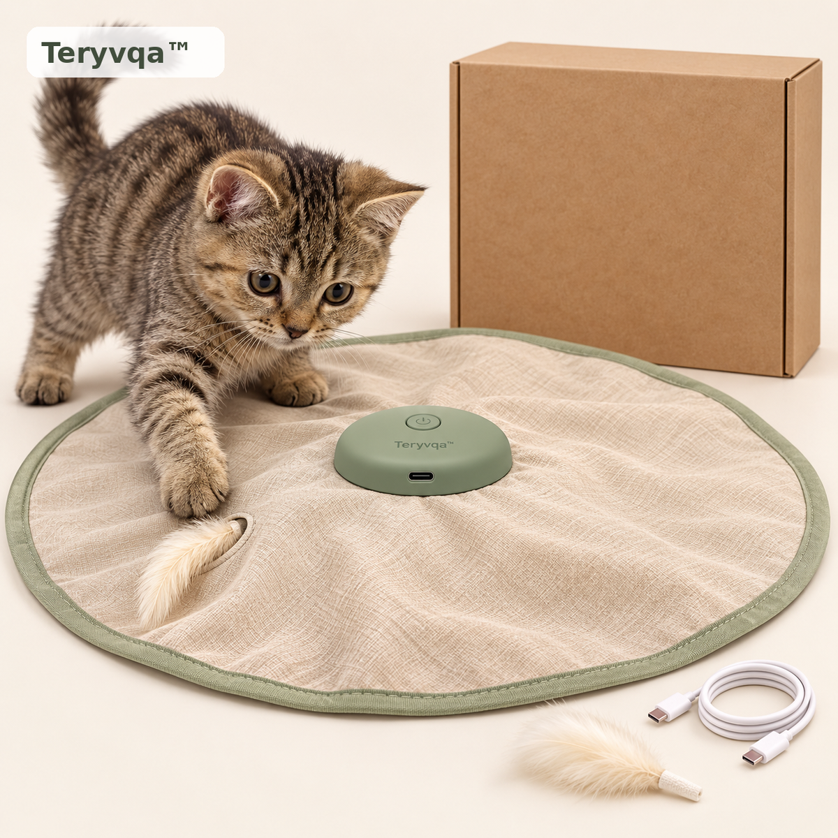 teryvq™ PeekPounce Electric Hide-and-Seek Cat Play Mat