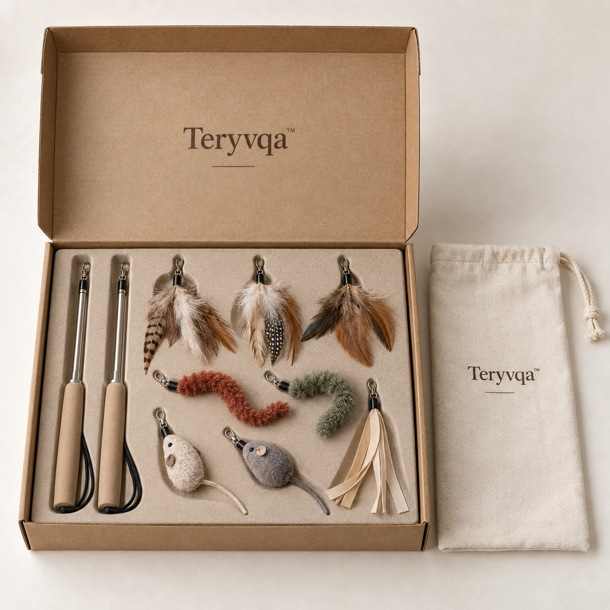 teryvq™ FeatherReach Telescopic Cat Wand Gift Set