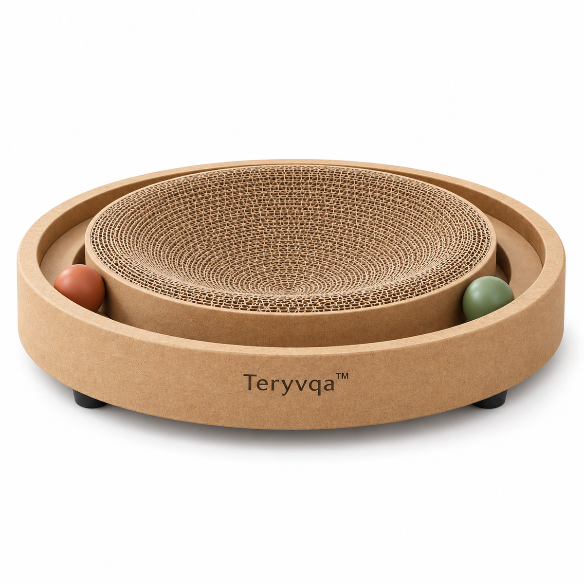 teryvq™ OrbitNest Round Cat Scratcher & Ball Track