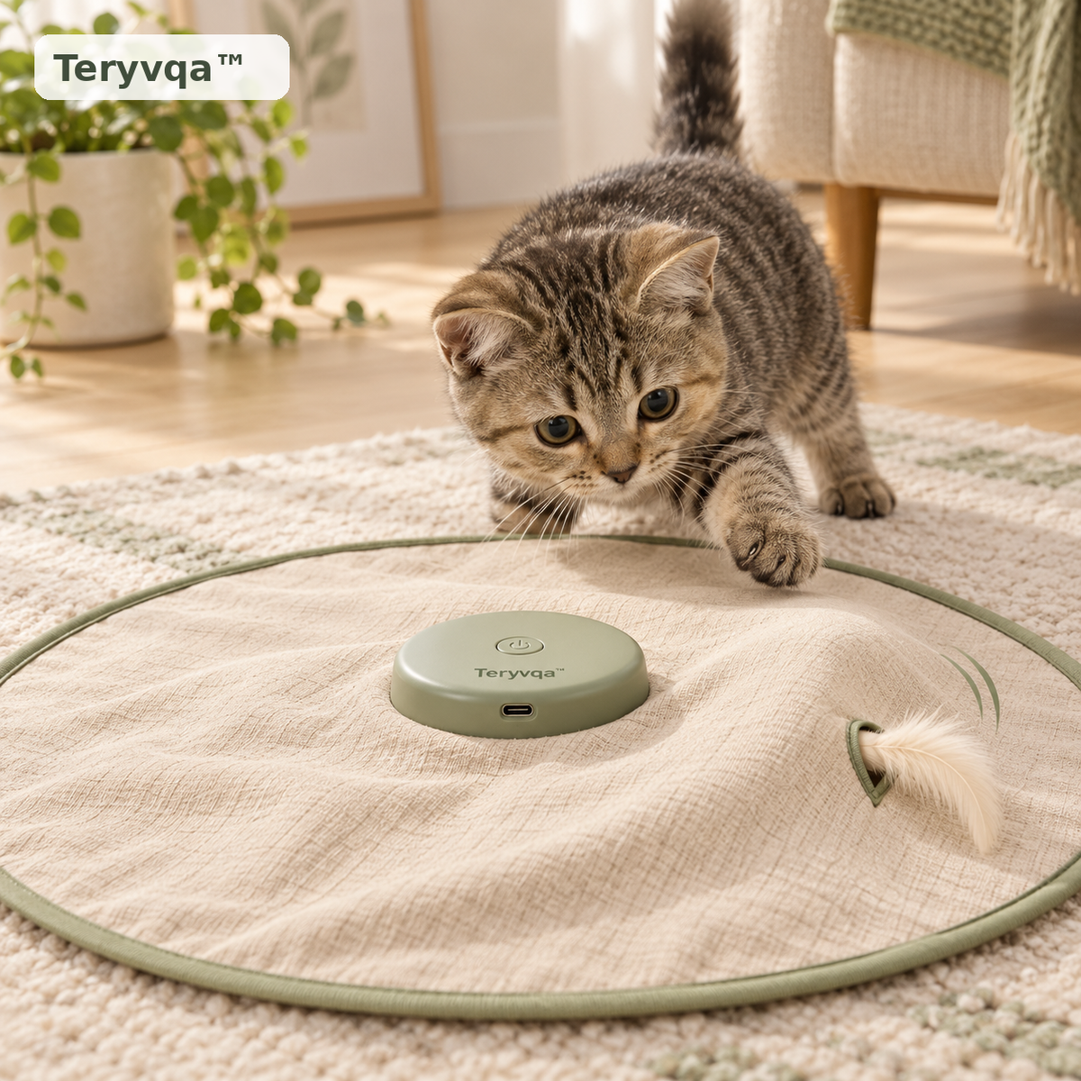 teryvq™ PeekPounce Electric Hide-and-Seek Cat Play Mat