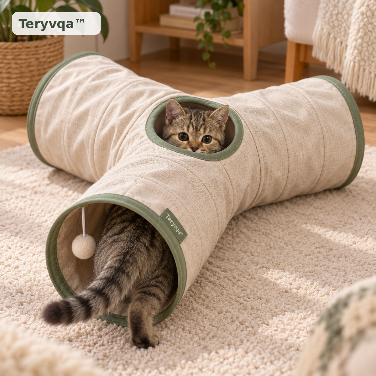 teryvq™ TrioHide 3-Way Foldable Cat Play Tunnel