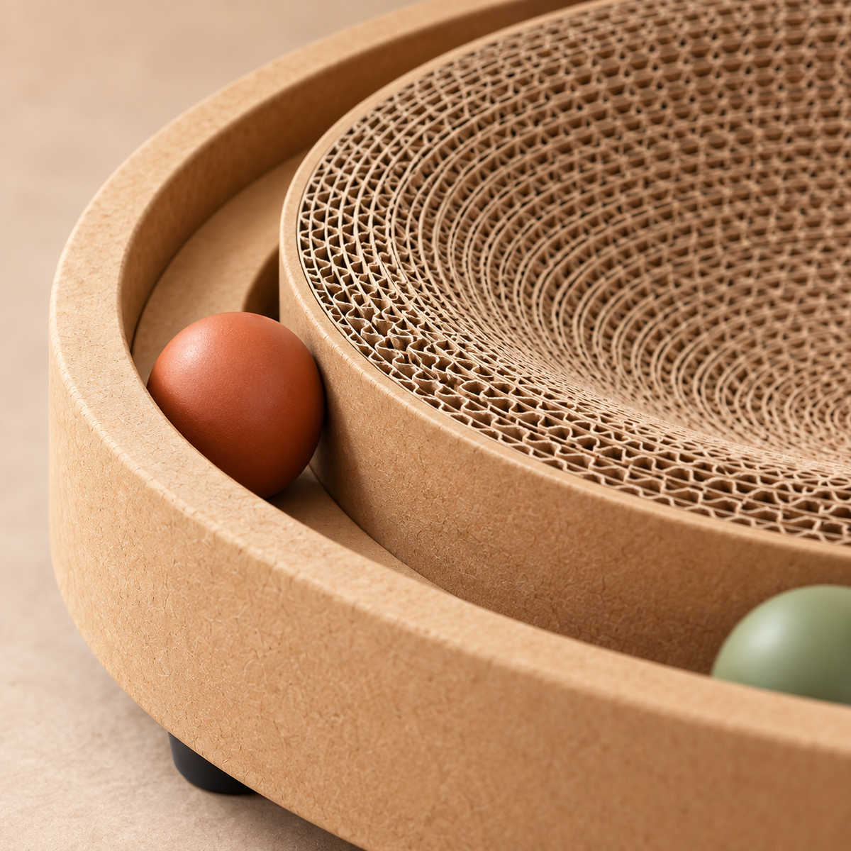 teryvq™ OrbitNest Round Cat Scratcher & Ball Track
