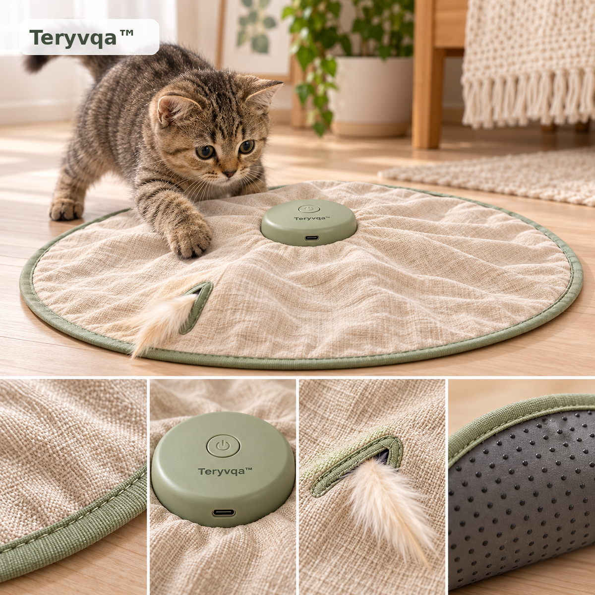 teryvq™ PeekPounce Electric Hide-and-Seek Cat Play Mat