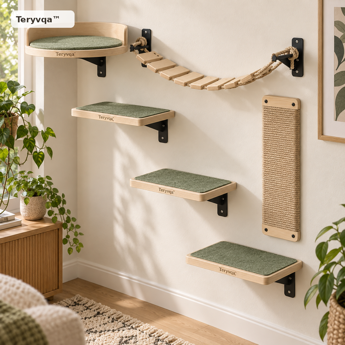 teryvq™ SkyTrail Wall-Mounted Cat Climbing System