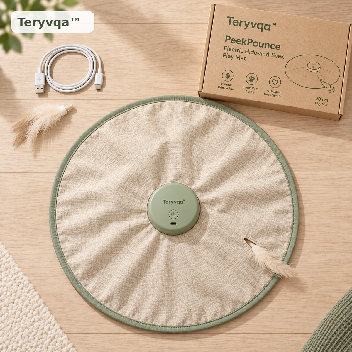 teryvq™ PeekPounce Electric Hide-and-Seek Cat Play Mat