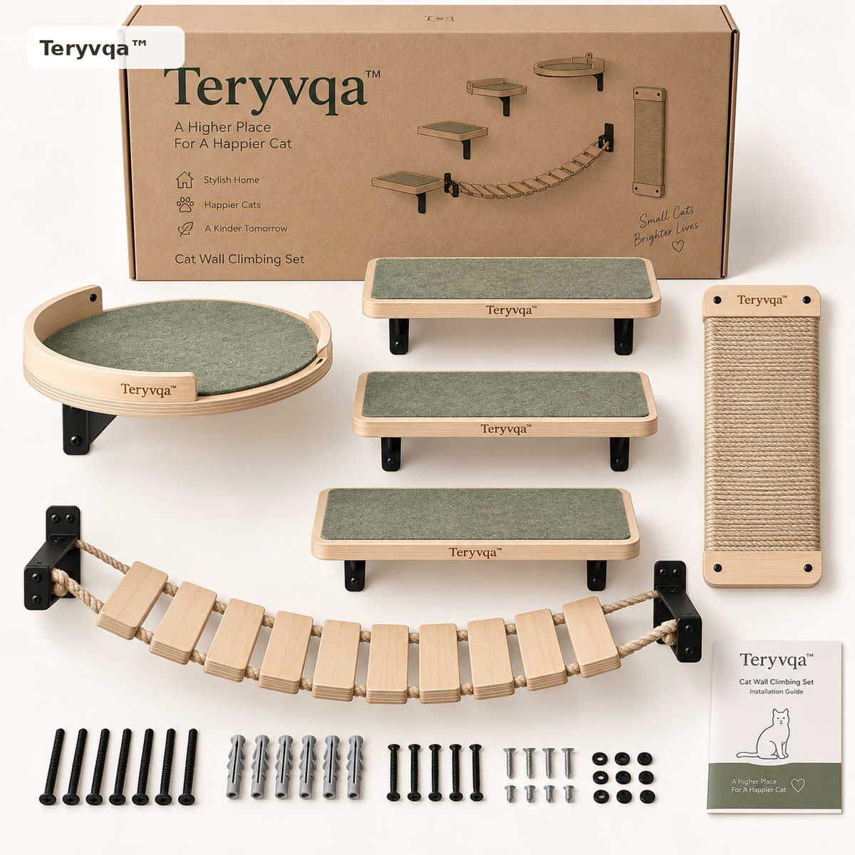 teryvq™ SkyTrail Wall-Mounted Cat Climbing System