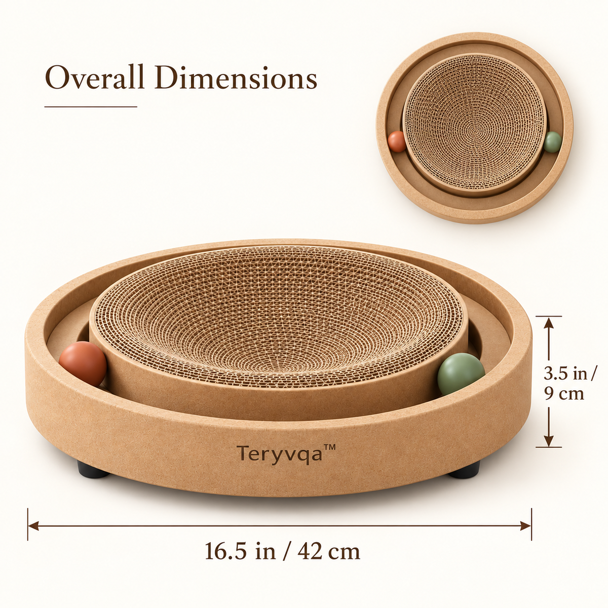 teryvq™ OrbitNest Round Cat Scratcher & Ball Track