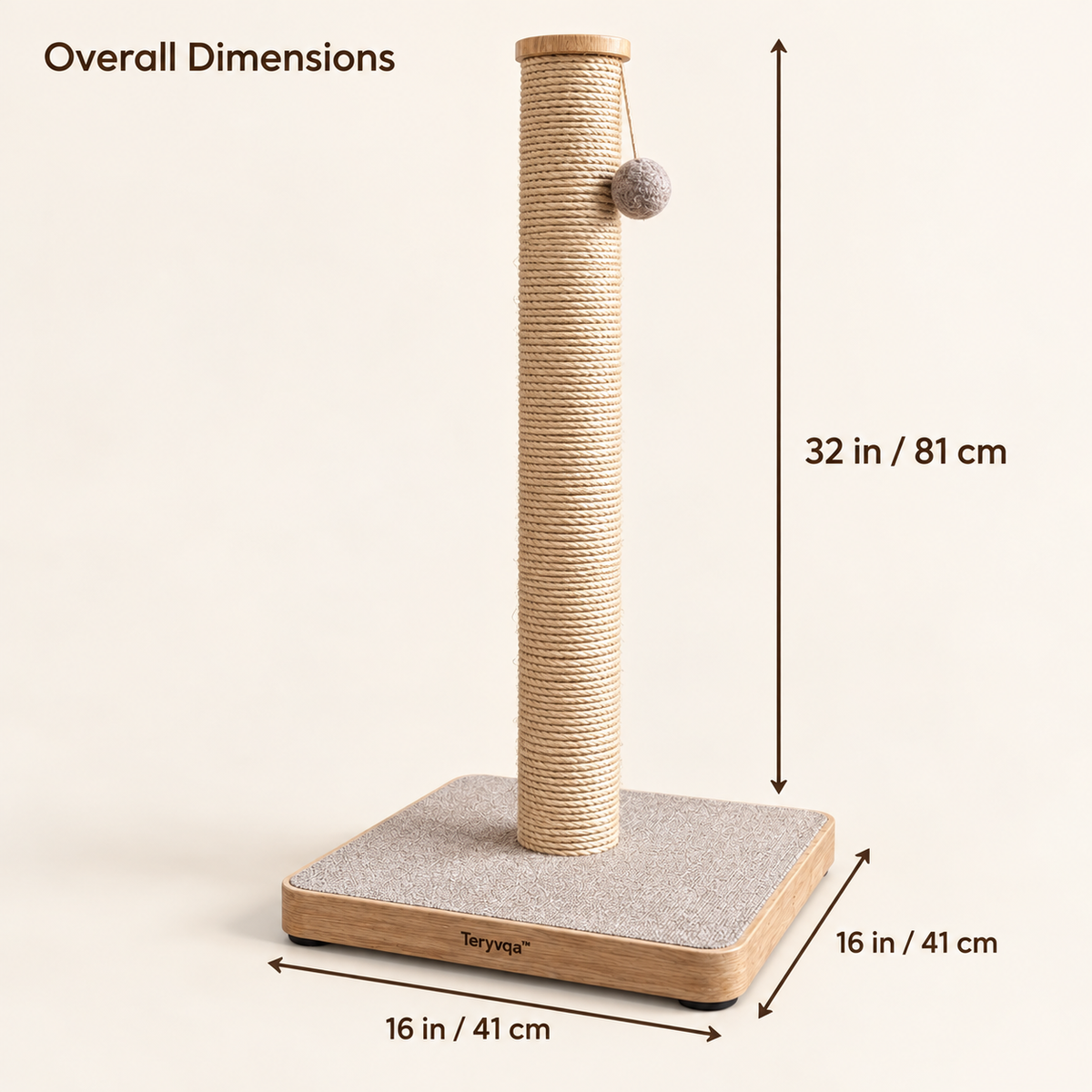 teryvq™ TallReach Sisal Cat Scratching Post & Hanging Ball