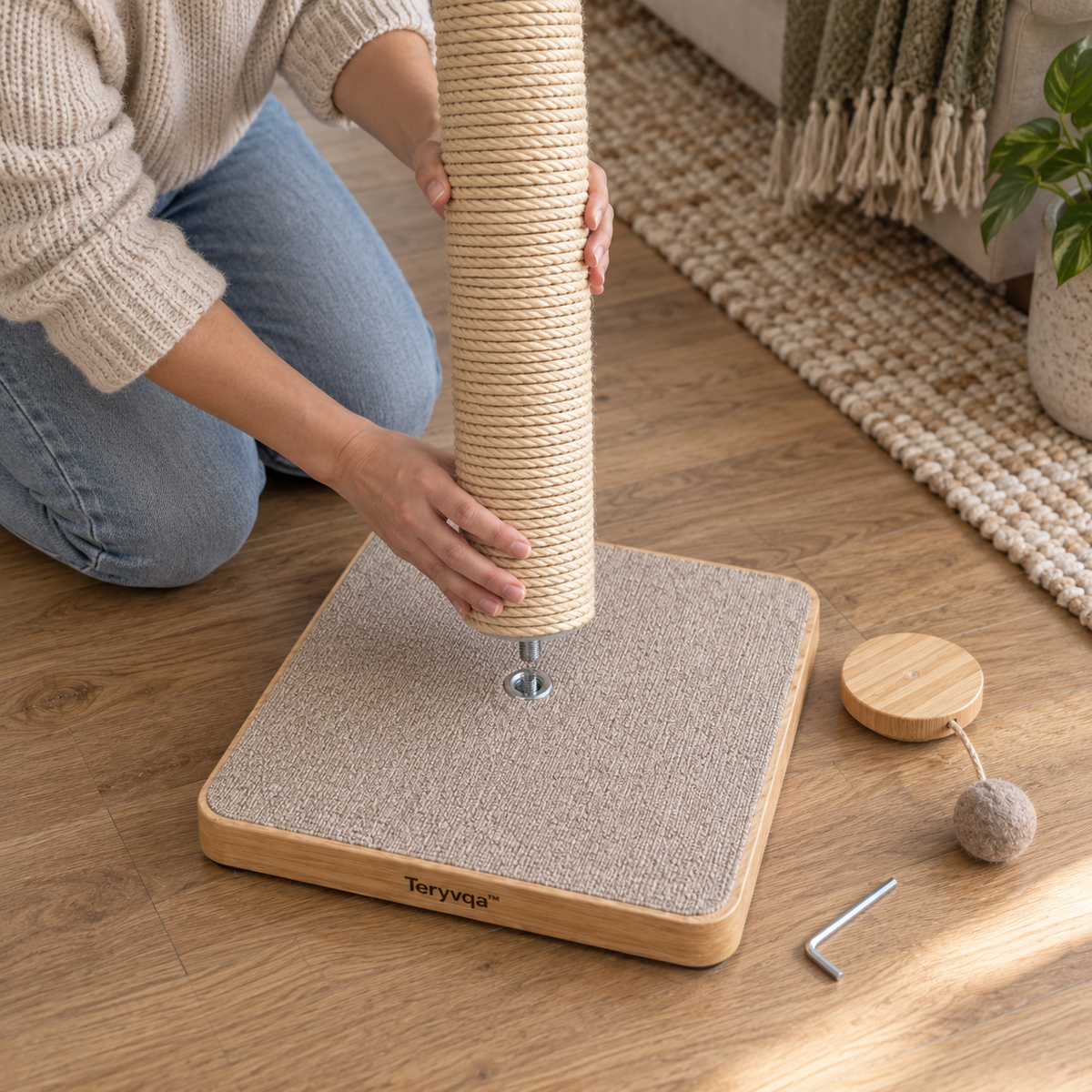 teryvq™ TallReach Sisal Cat Scratching Post & Hanging Ball